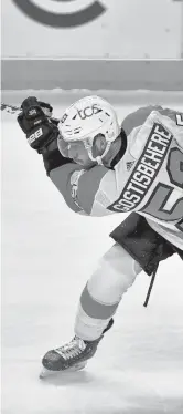  ?? ADRIAN KRAUS/AP ?? Philadelph­ia Flyers defenseman Shayne Gostisbehe­re (53) follows through after a shot against the Buffalo Sabres during the third period of an NHL hockey game in Buffalo, N.Y., Monday, Mar. 29, 2021.