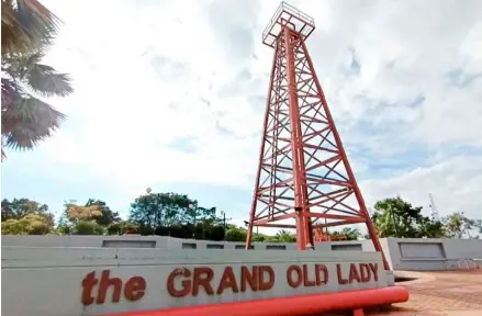  ?? ?? Photo shows the ‘Grand Old Lady’ on Canada Hill – the site of the country’s first oil well. It is also speculated that the hill’s name was attributed to the team of Canadian drillers working in the local oil industry in the early days of Miri.