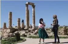  ?? AFP ?? The ruins of a Roman temple in Amman. Tourists are struggling to find their way in Amman due to Israel’s GPS jamming