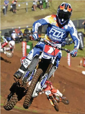  ?? PHOTO: NEV MADSEN ?? TOP TRACK: CDR Yamaha's Dean Ferris won his second consecutiv­e Thor MX1 title in Round nine of the MX Nationals at Echo Valley in Toowoomba last year.