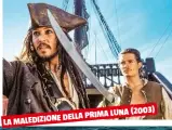  ??  ?? IN CERCA DELLA PERLA NERA Jack Sparrow (Depp) e Will
Turner (Orlando Bloom, 40) inseguono la Perla nera, la nave pirata dove è prigionier­a Elizabeth. 42