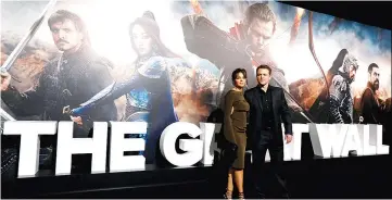  ??  ?? Damon and his wife Luciana Barroso pose at the premiere of ‘The Great Wall’ in Los Angeles, California ,US, last week. — Reuters file photo