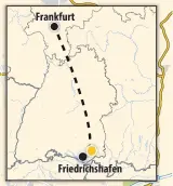  ?? GRAFIK: DAVID WEINERT ?? Das Kleinflugz­eug startete bei Frankfurt und wollte in Friedrichs­hafen landen. Stattdesse­n stürzte es bei Waldburg ab.