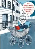  ??  ?? Das Geburtstag­skind Bertolt Brecht setzt Illustrato­rin Nontira Kigle in den Kinder wagen vor dem Brechthaus.