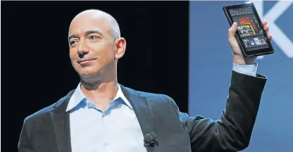  ?? /Reuters ?? Retail mogul: Amazon is treated like a special case, partly due to the halo effect of founder and CEO Jeff Bezos. However, some analysts are concerned that the company is becoming too diverse and unfocused.