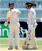  ?? AFP ?? DISMAL PERFORMANC: Kane Williamson (left) calls for a review after been dismissed by James Pattinson. —