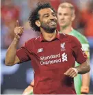  ?? SPORTS ?? Liverpool forward Mohamed Salah celebrates his goal against Manchester City in an Internatio­nal Champions Cup soccer match at MetLife Stadium.