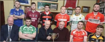  ??  ?? Attending the launch of the Kanturk Co. Op Mart Duhallow Junior A Hurling Championsh­ip were Tony McAulliffe, Secretary, Duhallow Board; Barry Kenneally (Kanturk), John Cott, Chairman, Kanturk CoOp Mart; Seamus O’Keeffe, Manager, Kanturk Co Op Mart;...