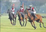  ??  ?? Players in action during the Sanawar Polo Cup match between Peace Stead and Barnes at the Jaipur Polo Ground in New Delhi on Sunday. VIPIN KUMAR /HT PHOTO