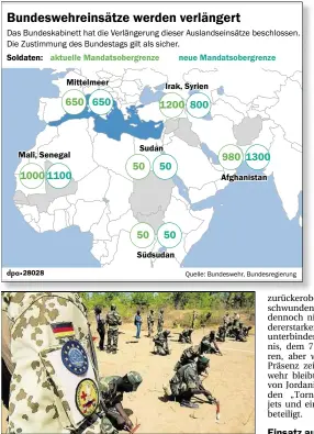  ?? DPA-ARCHIVBILD: GAMBARINI ?? Bundeswehr­soldaten bilden in Koulikoro (Mali) Pioniere der Armee Malis aus.