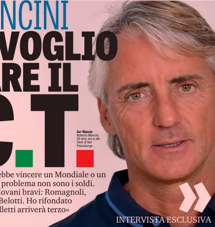  ??  ?? Zar Mancio Roberto Mancini, 53 anni, ora è allo Zenit di San Pietroburg­o