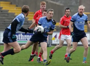  ??  ?? The wily Redmond Barry posing problems for the Fethard defence.