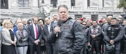  ?? PHOTO: NZME ?? Listen up . . . Justice Minister Andrew Little and other MPs listen to Bishop Brian Tamaki during the Destiny Church ManUp programme rally at Parliament yesterday.