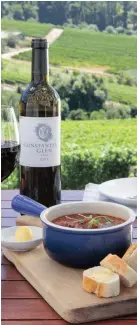  ??  ?? Enjoy the hearty winter soups at Constantia Glen.