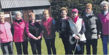  ?? ?? Ladies celebrate with Kay Riley who got a Hole in one at Number 18. L-r: Breda O’Keeffe, Mary Quane, Nan Downey, Stephanie Dunne, Maria Roche, Kay Riley, Liz O’Rahilly and Nell Coughlan.