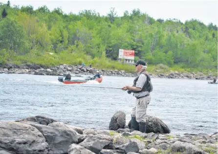  ?? SALTWIRE NETWORK NICHOLAS MERCER FILE PHOTO • ?? An angler fishes the Exploits River near the Fallsview Municipal Park in Bishop’s Falls.