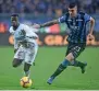  ?? Reuters ?? Inter Milan’s Keita Balde in action with Atalanta’s Gianluca Mancini. —