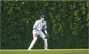  ?? SANCHEZ/CHICAGO TRIBUNE ARMANDO L. ?? Christophe­r Morel stands in the outfield during the first inning against the Milwaukee Brewers on Tuesday.