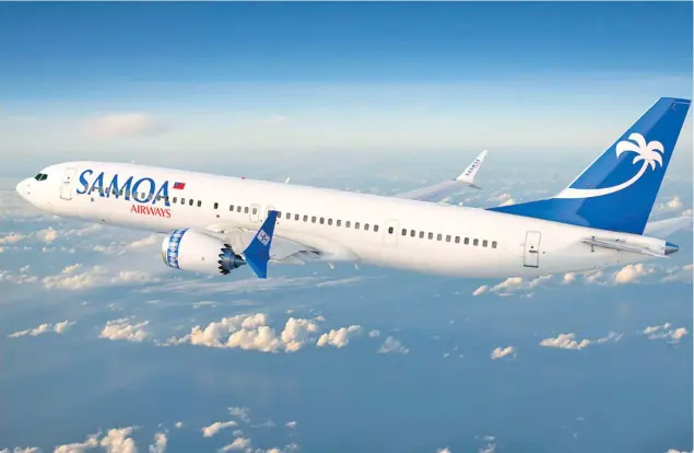  ?? Photo: Samoa Airways ?? Internatio­nal grounded... Samoa Airlines graphic impression.