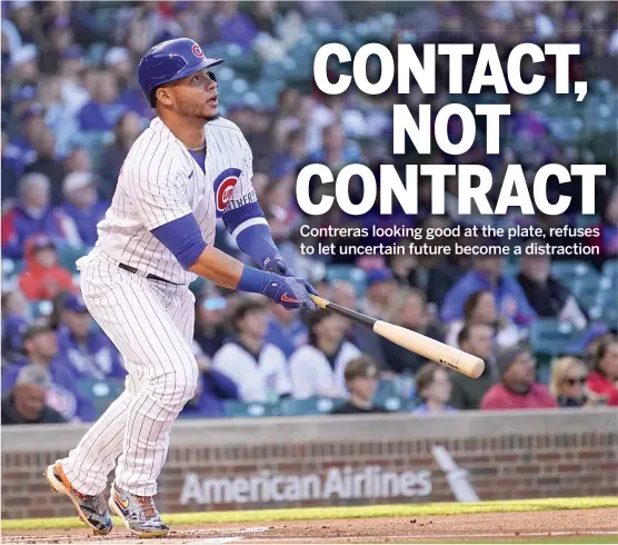  ?? CHARLES REX ARBOGAST/AP ?? Manager David Ross said Willson Contreras has been carrying the Cubs offensivel­y: ‘‘This is as good as I may have ever seen Willson.’’