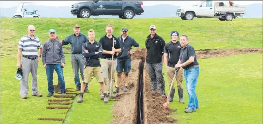  ?? PHOTO / DAVID HAXTON ?? Some of the team working on a Paraparaum­u Beach Golf Club irrigation project, from left, Kevin Stratton, David Allan, Cam Gerrard, Daniel Dexter, Leo Barber, Neil Mudge, Ben Finn, Luke Cardno and Graeme Aitken.