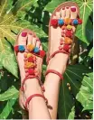  ??  ?? Pompom sandal, £51, boden.co.uk