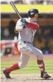  ?? AP PHOTO ?? NO RUN OF SUCCESS: Brock Holt delivers an RBI double in the seventh inning of the Red Sox’ 4-1 loss yesterday.