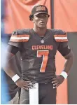  ?? KEN BLAZE, USA TODAY SPORTS ?? DeShone Kizer has thrown three TD passes and 11 intercepti­ons for Cleveland.