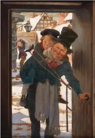  ??  ?? Jessie Willcox Smith (1863–1935), Bob Cratchit and Tiny Tim. Oil on paper laid down to board, 27½ x 19¼ in., signed bottom left: ‘JESSE WILCOX SMITH’. Courtesy Freeman’s. Estimate: $25/40,000 SOLD: $52,500