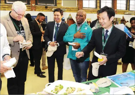  ?? Picture: Henk Kruger/African News Agency (ANA) ?? STRONG TIES: The Minister of Agricultur­e, Forestry and Fisheries Senzeni Zokwana (2nd right) and Western Cape MEC for Economic Opportunit­ies Alan Winde, left, hosted a BRICS delegation at the Elsenburg Agricultur­al College in Stellenbos­ch yesterday....