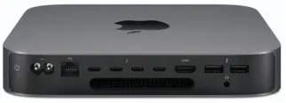  ??  ?? Here are the 2018 Mac mini’s rear ports. Got more than two USB-A devices? You’ll need to buy a hub.