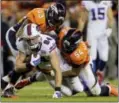  ?? ASSOCIATED PRESS FILE ?? The Denver Broncos will be without strong safety T.J. Ward (43), the team’s leading tackler, when they visit the Chiefs in Kansas City Sunday night.