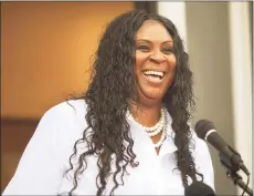  ??  ?? Executive Director Monette Ferguson speaks at the opening a new neighborho­od office of Alliance for Community Empowermen­t, formerly ABCD, at 1376 Stratford Avenue in Bridgeport, on Wednesday.