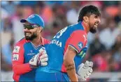  ?? PTI/FILE PHOTO ?? Delhi Capital’s Ishant Sharma celebrates with captain Rishabh Pant during an Indian Premier League match in Mohali