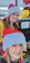  ??  ?? Left, the advent calendar to date; above, crew members Leonie Mead, top, and Lawrie McMillan; top right, Donald Matheson with one of the babies born on board the lifeboat; and right, David Isaac is king of the shouts.