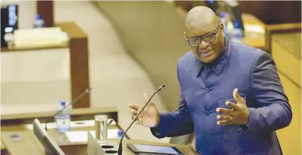  ?? Picture: Nigel Sibanda ?? MAKING A POINT. Gauteng Premier David Makhura yesterday during the response to his State of the Province address.