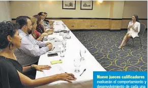  ??  ?? Nueve jueces calificado­res evaluarán el comportami­ento y desenvolvi­miento de cada una de las participan­tes.