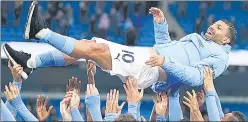  ?? POOL VIA REUTERS ?? Sergio Aguero played his last game for Manchester City on Sunday.