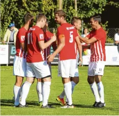  ??  ?? Zu früh gefreut. Als Marco Lettrari das 2:2 erzielte, war die Welt für den TSV Meitingen noch in Ordnung. Nach 90 Minuten nimmt Spitzenrei­ter Ehekirchen mit einem 4:2-Sieg die Punkte mit.