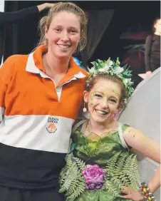  ??  ?? LIFE LESSONS: Fahan School Year 10 technical crew member Chloe Abel, left, and Year 6 student Alice Dalton, who played Tinkerbell in the production of Tree Tales.