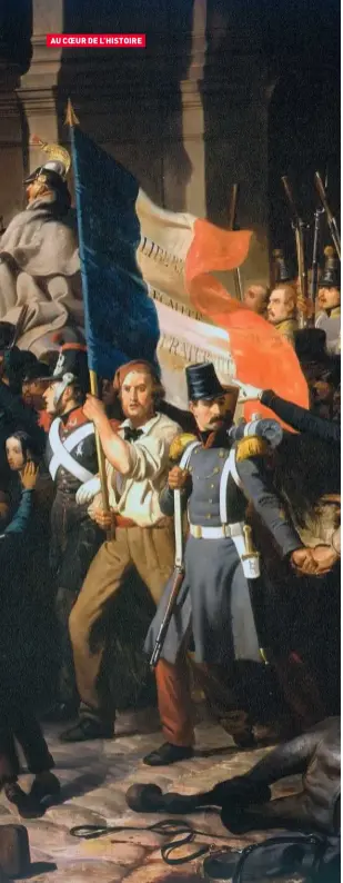  ??  ?? Détail du tableau Lamartine repoussant le drapeau rouge le 25 février 1848, par Henri-Félix Philippote­aux (1815-1884).