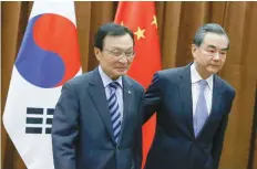  ?? — Reuters ?? Chinese Foreign Minister Wang Yi meets South Korean special envoy Lee HaeChan at the foreign ministry in Beijing on Thursday.