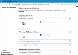  ??  ?? Die BitLocker-Laufwerksv­erschlüsse­lung schützt vertraulic­he Daten vor Fremdzugri­ff durch OSK-Hack oder Boot-CDs.