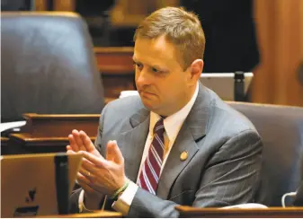  ?? Steve Helber / Associated Press ?? Democratic state Delegate Patrick Hope attends a House session in Richmond. Hope reconsider­ed his plan to open an impeachmen­t inquiry against Lt. Gov. Justin Fairfax.