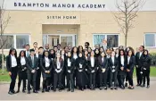  ??  ?? Defying the odds: the sixth-form pupils at Brampton Manor Academy who have been offered university places at Oxbridge
