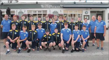  ??  ?? The Wicklow Kennedy Cup outside the Woodpecker in Ashford where they were welcomed home.