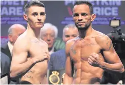  ??  ?? Squaring up: Ryan Burnett (left) and Yonfrez Parejo yesterday