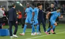  ?? ?? Osimhen shows his displeasur­e with Rudi Garcia after being substitute­d against Bologna. Photograph: Alessandro Sabattini/ Getty Images