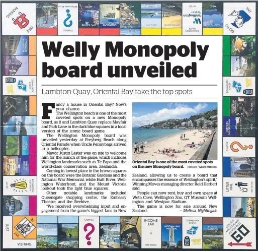  ?? Picture / Mark Mitchell ?? Oriental Bay is one of the most coveted spots on the new Monopoly board.