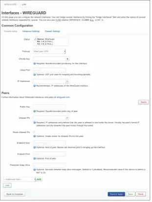  ??  ?? De OpenWrt-webinterfa­ce biedt al WireGuard-integratie, waardoor het configurer­en heel eenvoudig wordt.